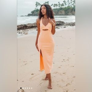 Luca midi dress: Cantaloupe Stretch